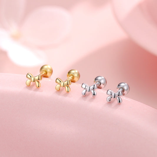 Sier Bow Screw Sweet Style Stylish Simple Personality Rings