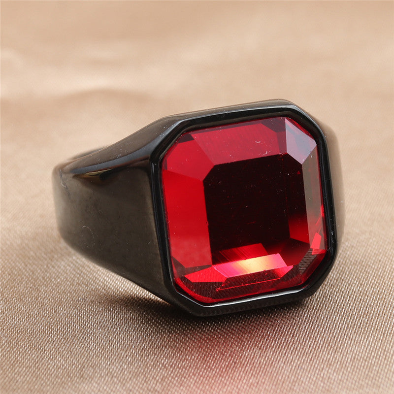 Men's Steel Gemstone Retro Trendy Personality Punk Rings