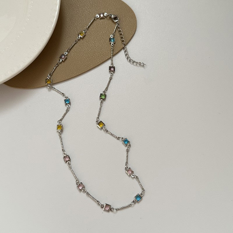 Gem Retro Sweet Cool Colorful Zircon Mori Necklaces