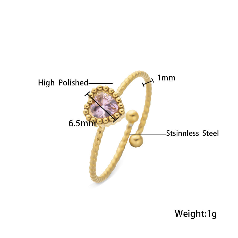 Women's Stainless Steel Zircon Niche High Sense December Birthday Stone Ring