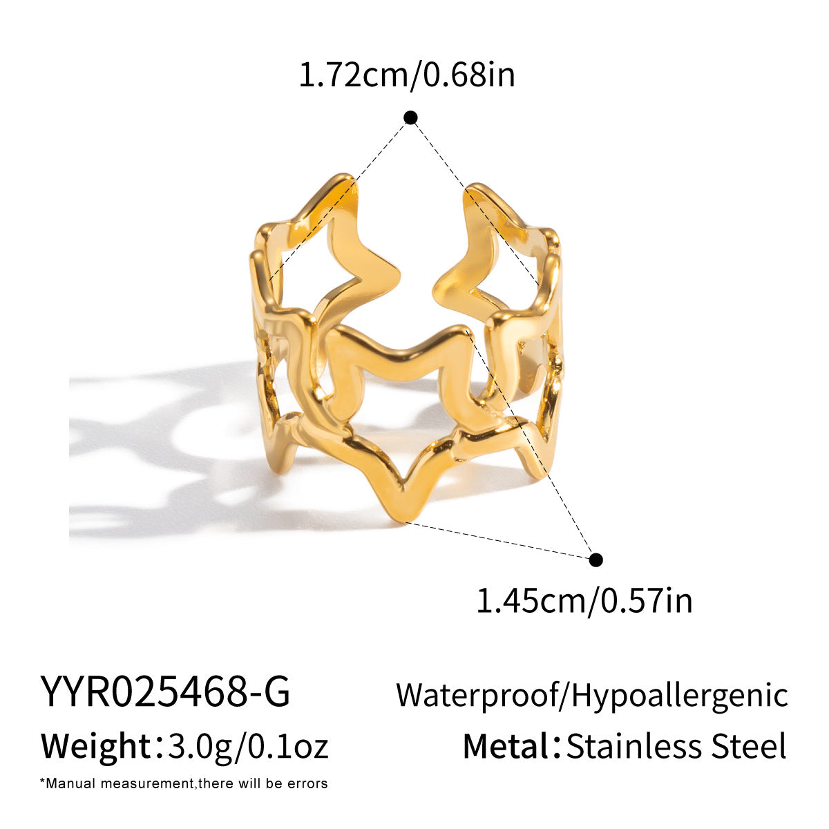 Ling Fashion Stainless Steel Hollow Opening Vacuum Vapor Plating Ring