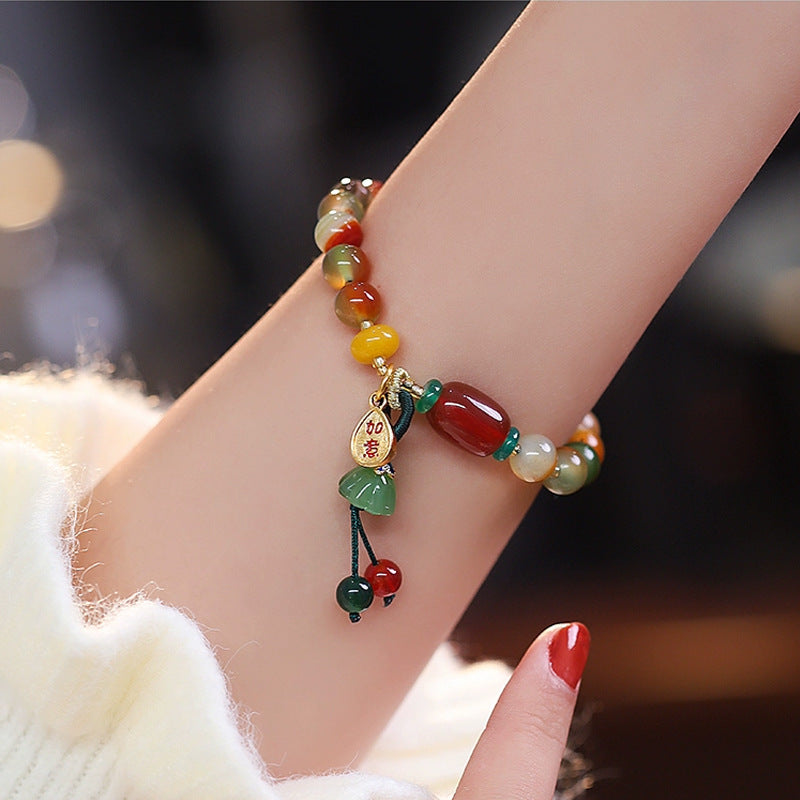 Stone Ethnic Lotus Seedpod National Fashion Design Female Bracelets