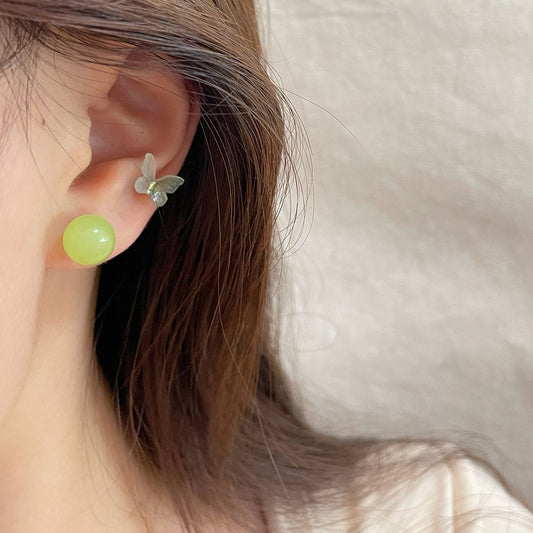 Women's Summer Mint Green Set Sier Needle Rings