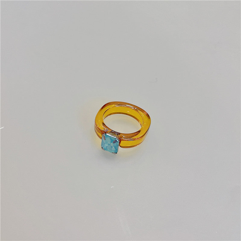 Candy Color Resin Acrylic Gemstone Transparent Rings