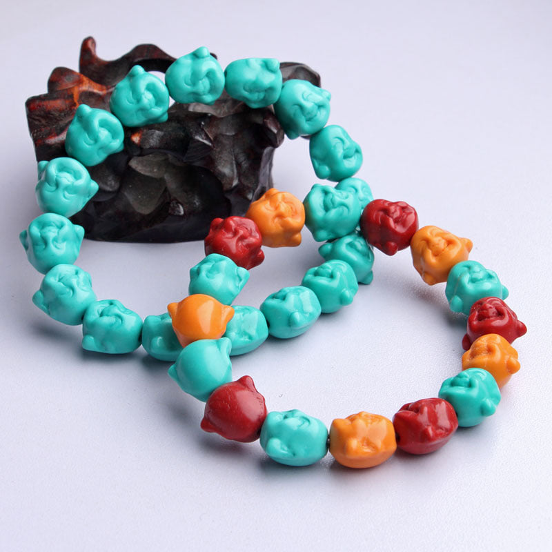 High Porcelain Turquoise Explosion Flower Round Beads Bead Glaze Bracelets