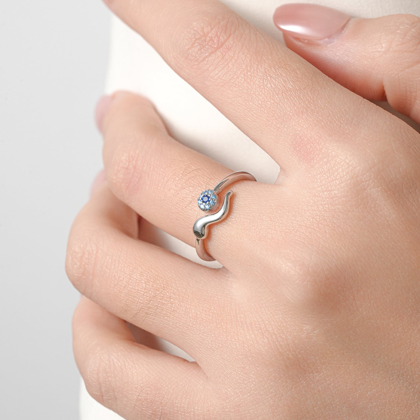 Evil Eye Personality Blue Rhinestone Zircon Ring