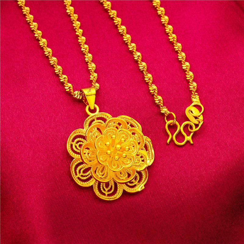 Flower Vietnam Placer Gold Palace Antiquity Water Ripple Gifts For Necklace