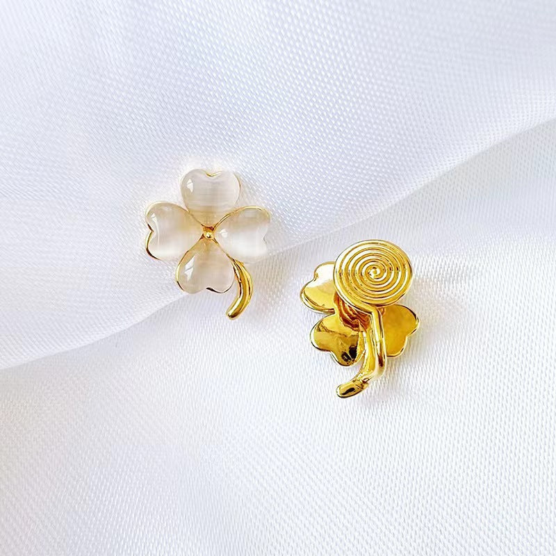 Four-leaf Flower Opal Ear Clip Without Pierced Mosquito Coil Earrings