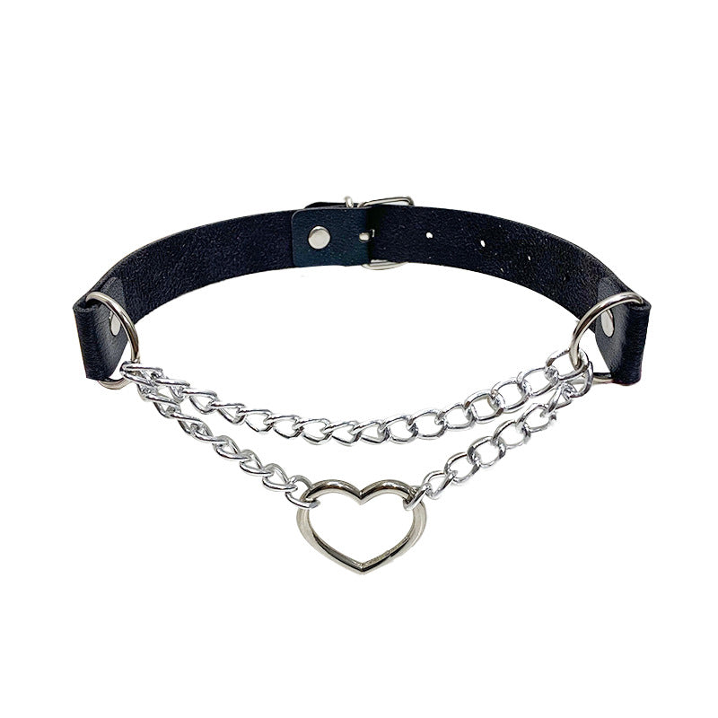 Heart Choker Leather Shaped Chain Clavicle Pendants