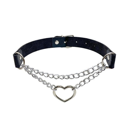 Heart Choker Leather Shaped Chain Clavicle Pendants