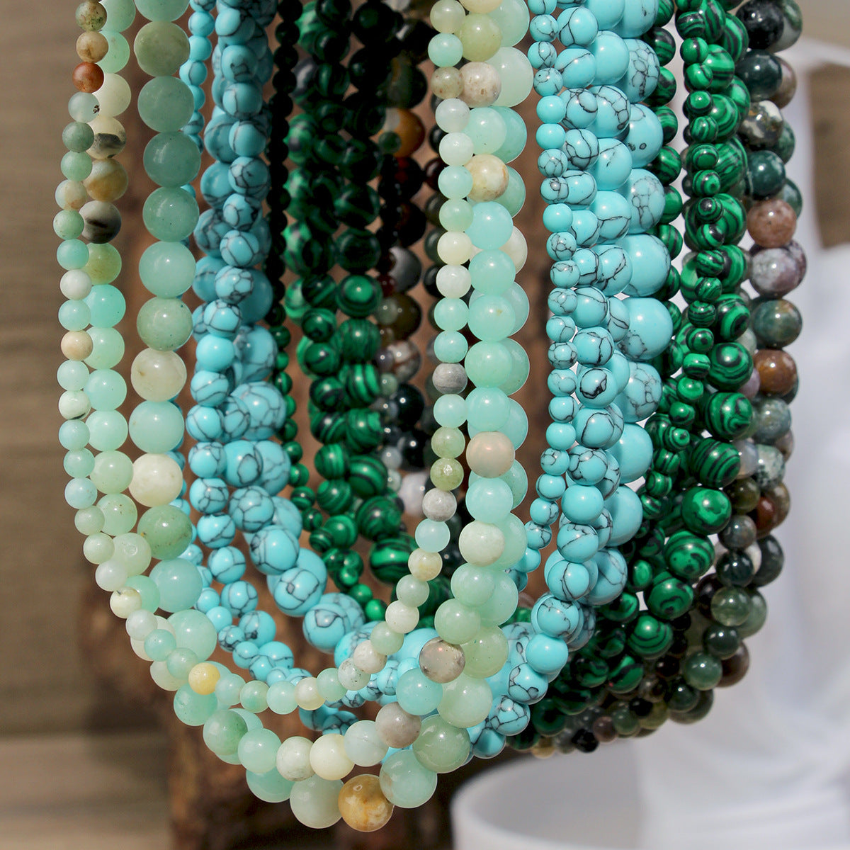 Women's Bohemian Colorful Natural Stone Beaded Twin Necklace