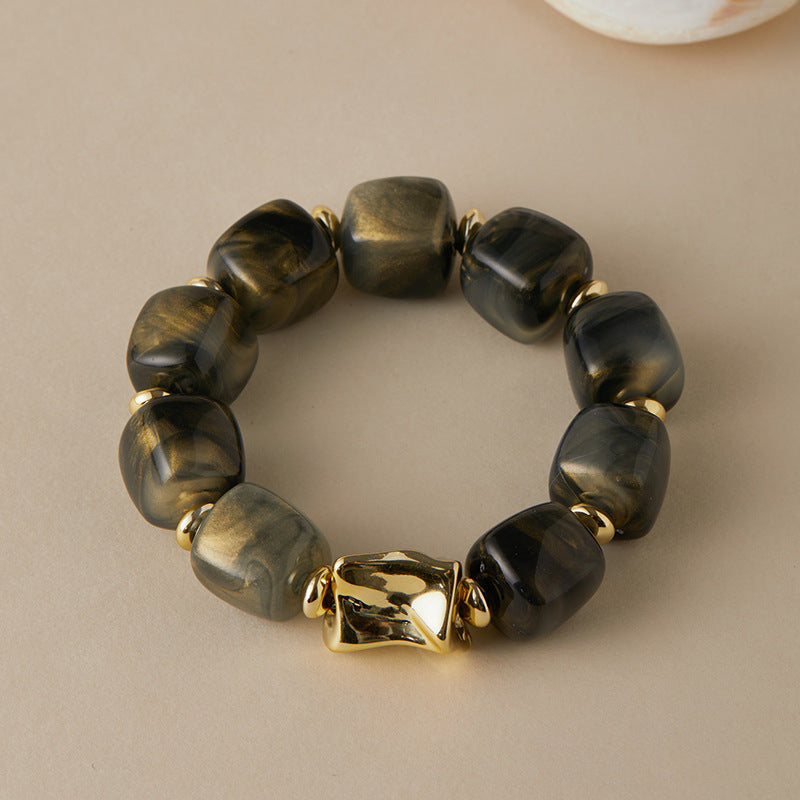 Blooming Vintage Handmade Dopamine Creative Elastic String Oval Geometric Square Bracelets