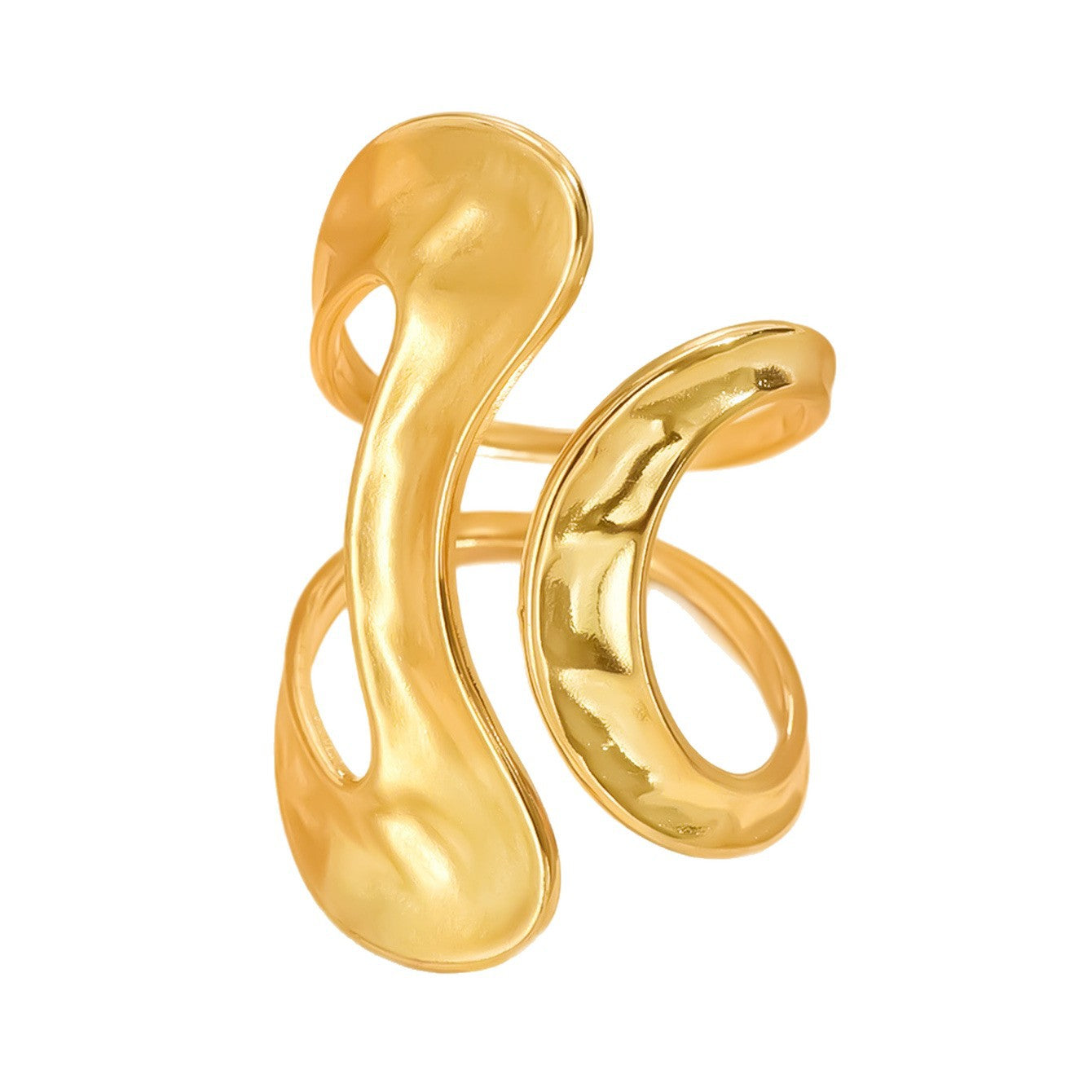 Steel Exaggerated Geometry Hollow Line Open Rings