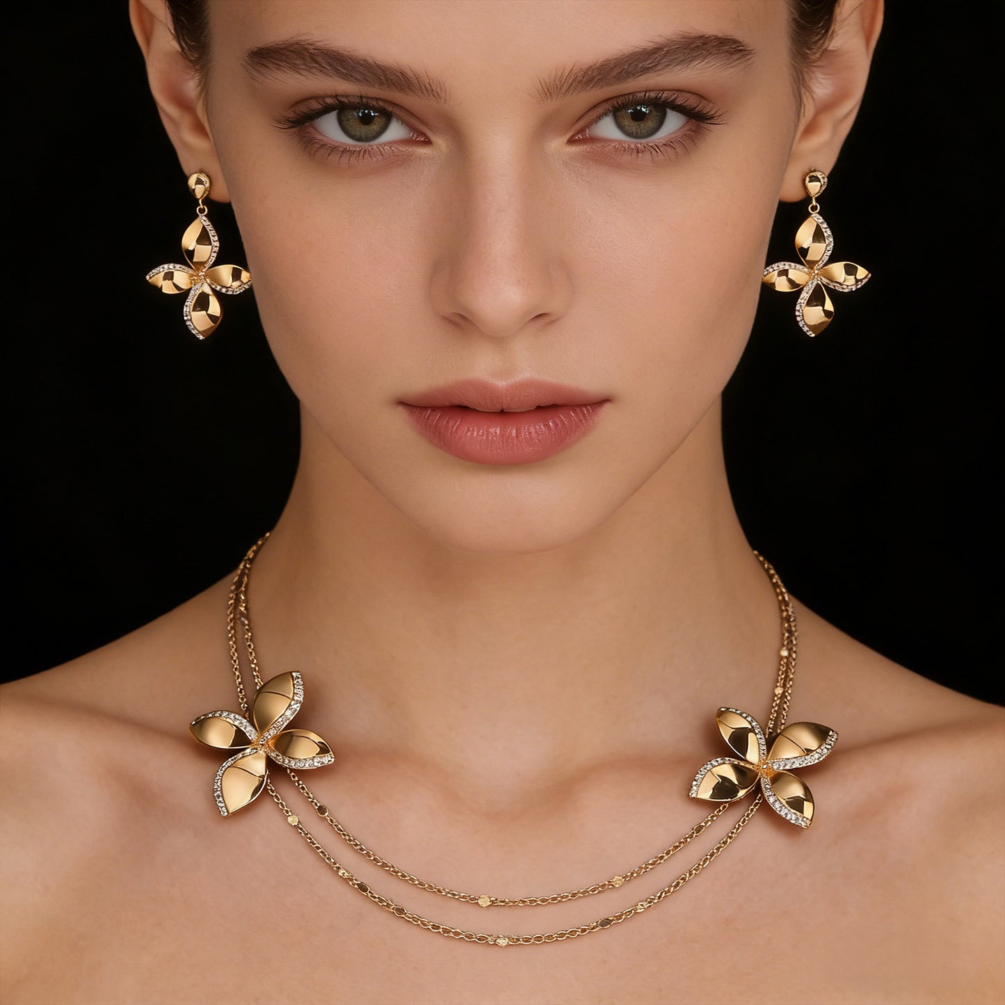 Women's Flower Light Luxury High-grade Sweater Chain Zircon Earrings