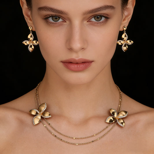 Women's Flower Light Luxury High-grade Sweater Chain Zircon Earrings