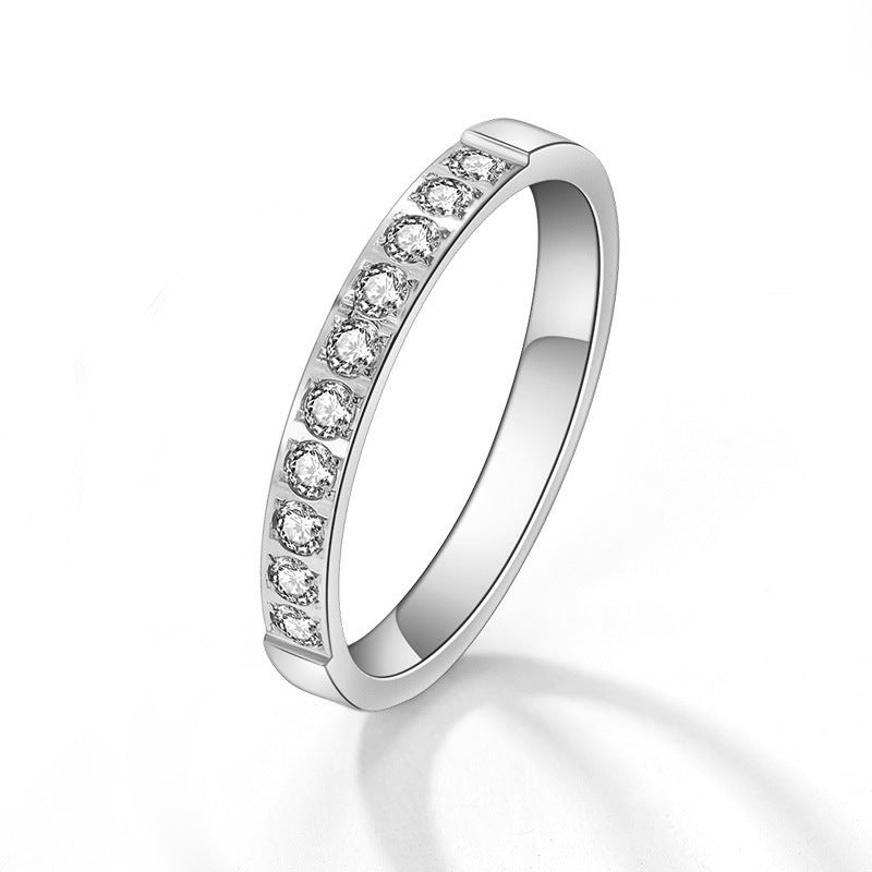 Women's Simple Titanium Steel Micro Rhinestone Pieces Rose Gold Index Ring
