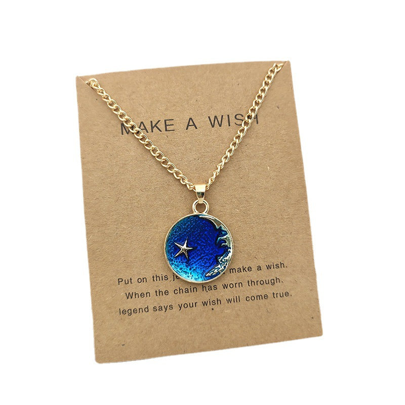 Blue Dripping Starry Sky Clavicle Chain Necklaces