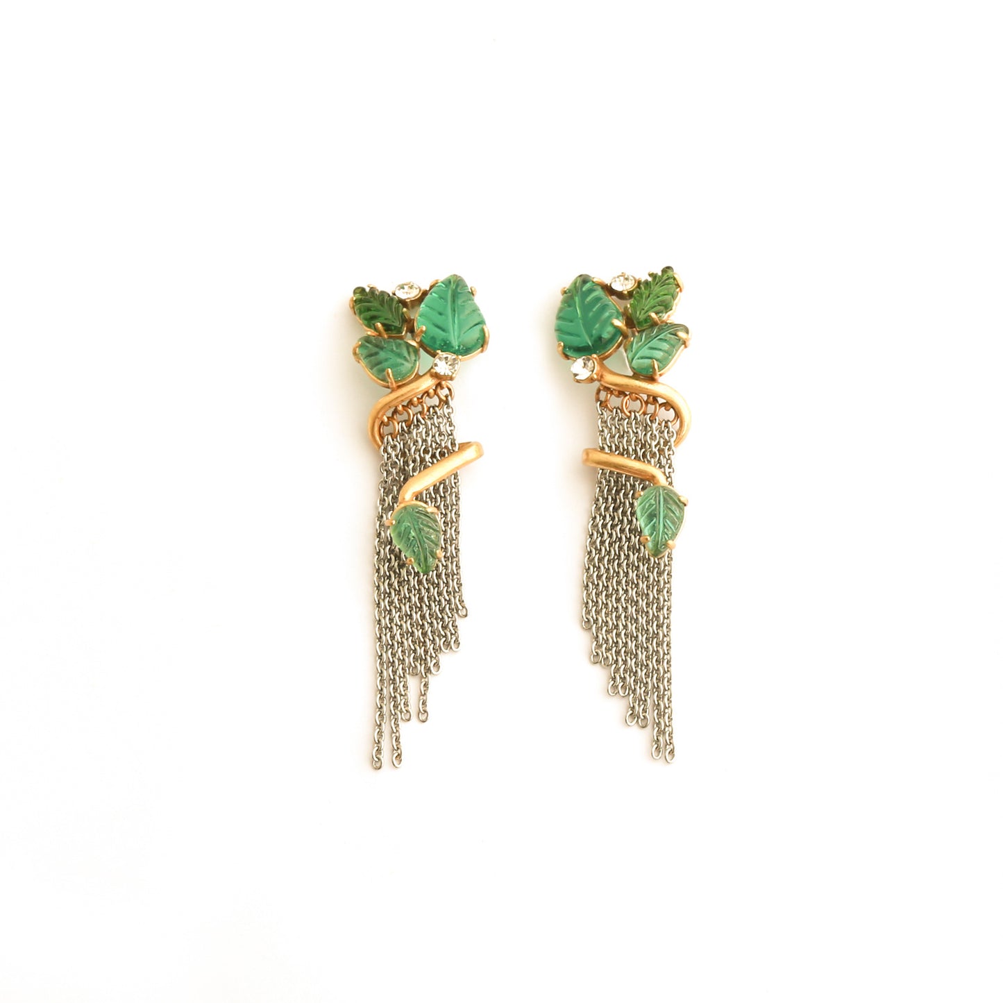 Real Gold Gaanized Enamel Diamond Retro Earrings