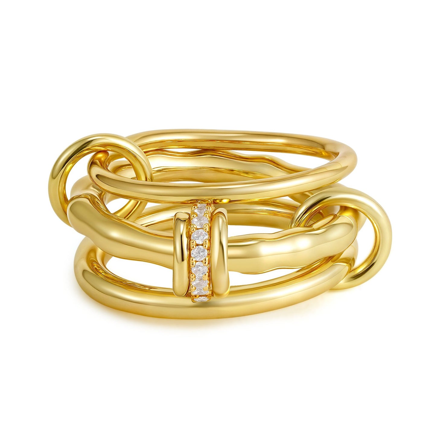 Gold Color Matching Zircon Versatile Creative Rings