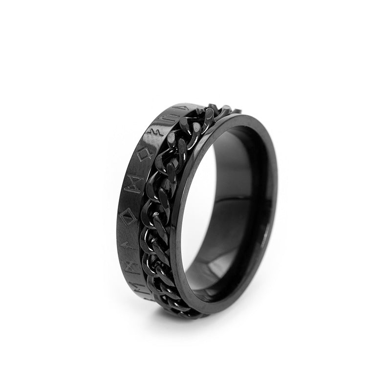 Popular Titanium Steel Viking Text Can Ring