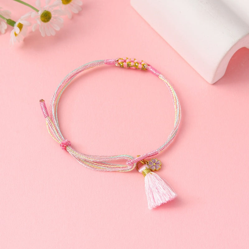 Children's Colorful Braided Rope Wrist String Safe Red Bracelet