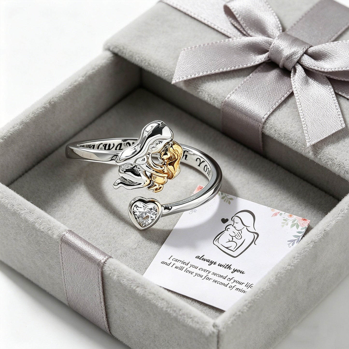 Fashion Embrace Open Warm Mother's Day Lettering Ring