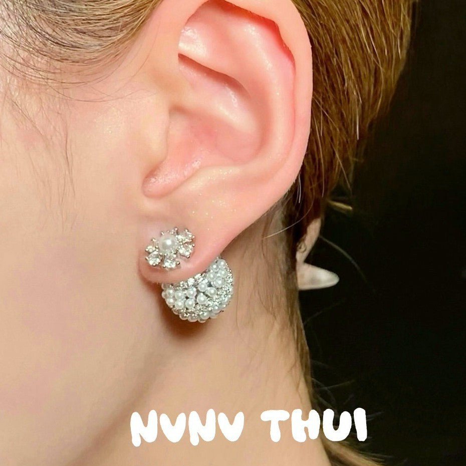 Crystal Sunflower Gem Starry Sky Dome Earrings