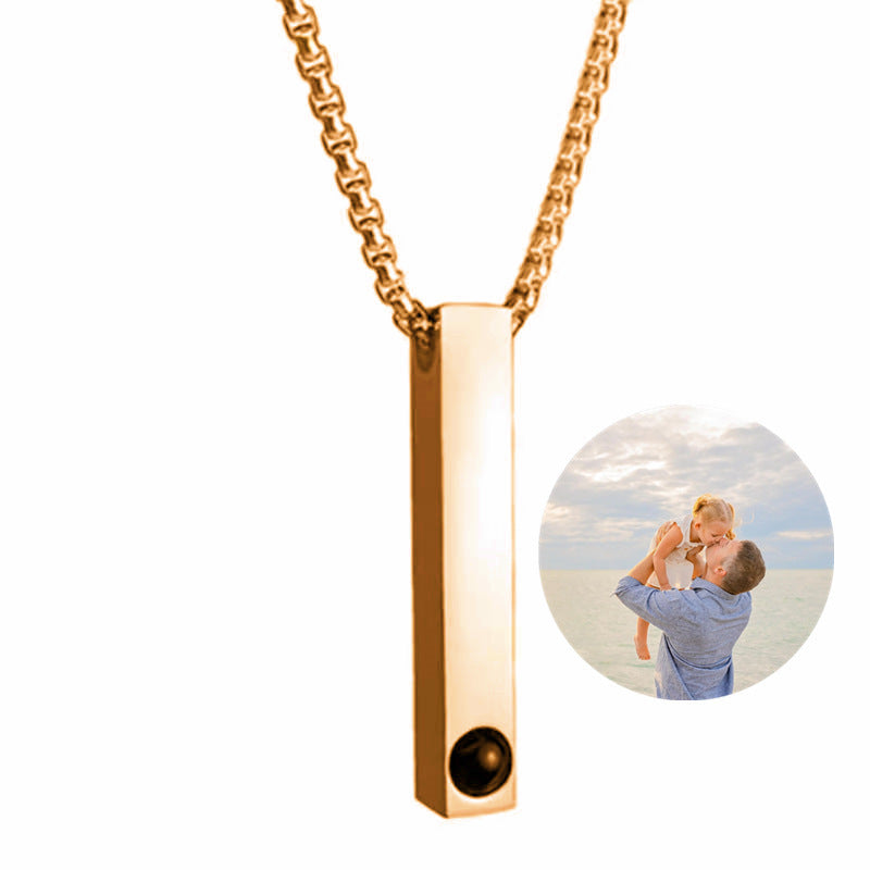 Cold Style Titanium Steel Long Bar Column Necklaces