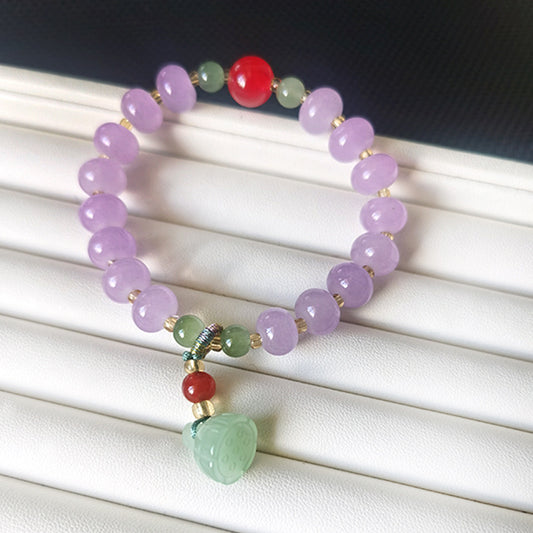 National Style Lotus Seedpod Colorful Jade Material Blessing Tassel Female Bracelet