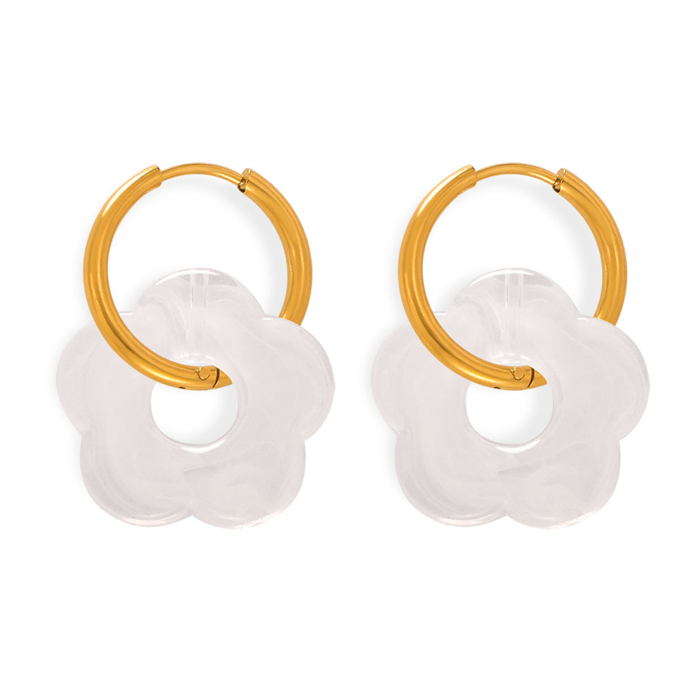Women's Simple Sweet Fashion Titanium Steel Gold-plated Chain Flower Jewelry Set