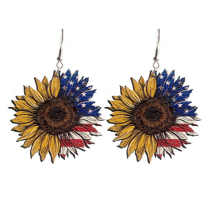 Independence Day Hat Eardrops Flag Cactus Earrings