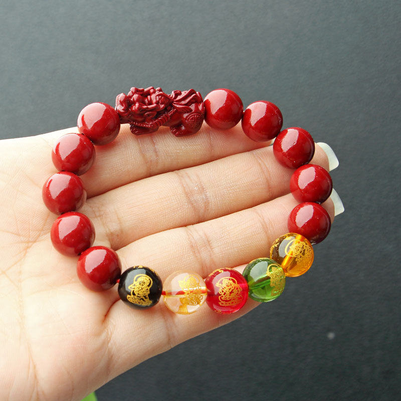Women's Single Circle Multi Life Red Five Gods Of Bracelet