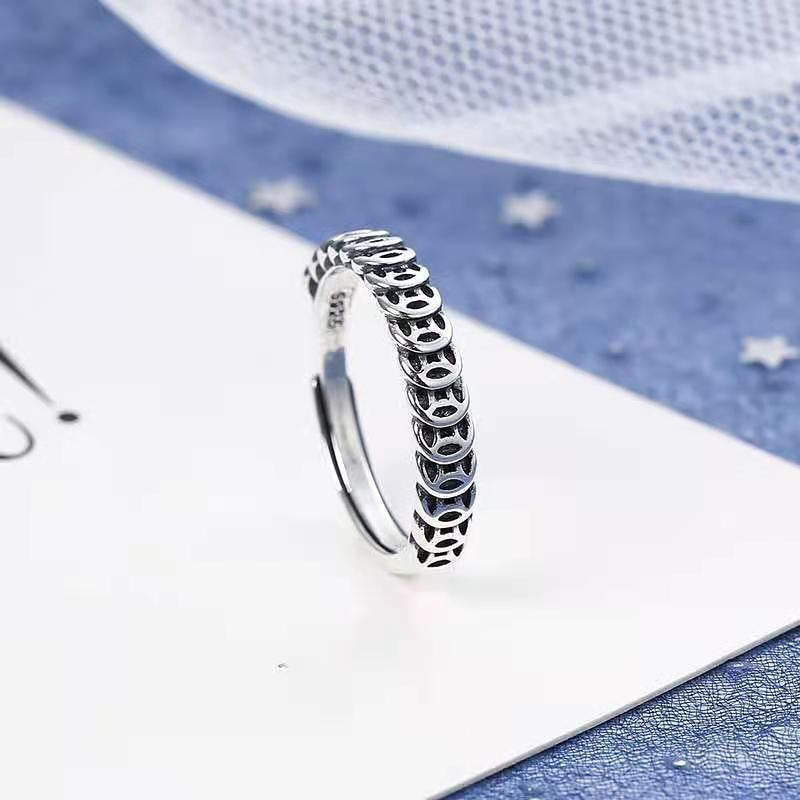 Sier Heart-to-heart Success Money Retro Good Luck Rings