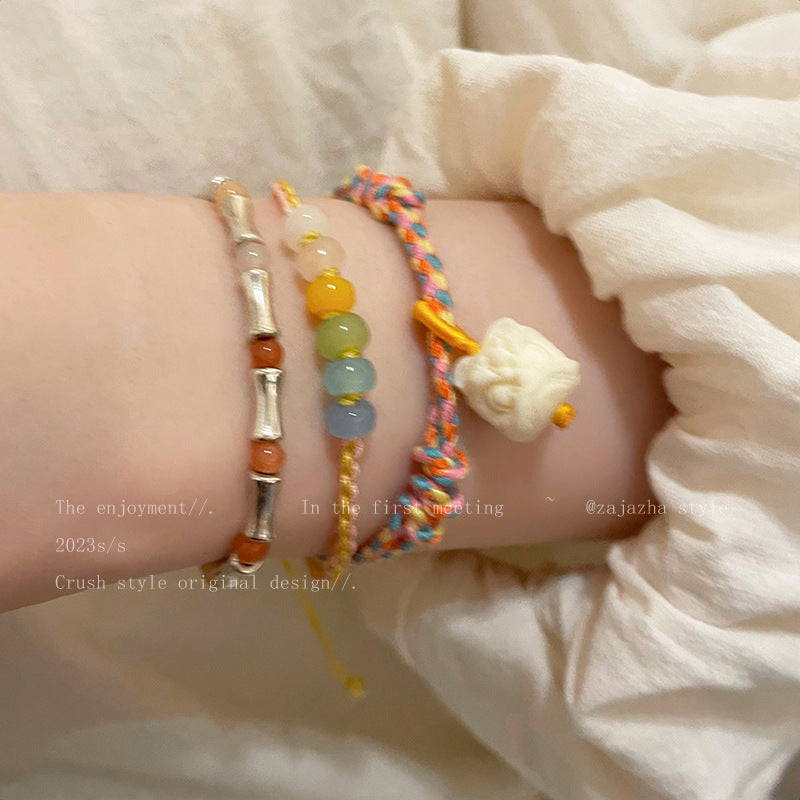 Bamboo Festival Woven Hand Strap Female Girlfriends Colorful Braided Bracelets