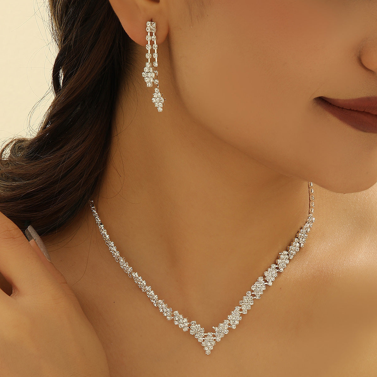 Kit Zircon Wings Water Drop Wedding Dinner Party Formal Jewelry Set
