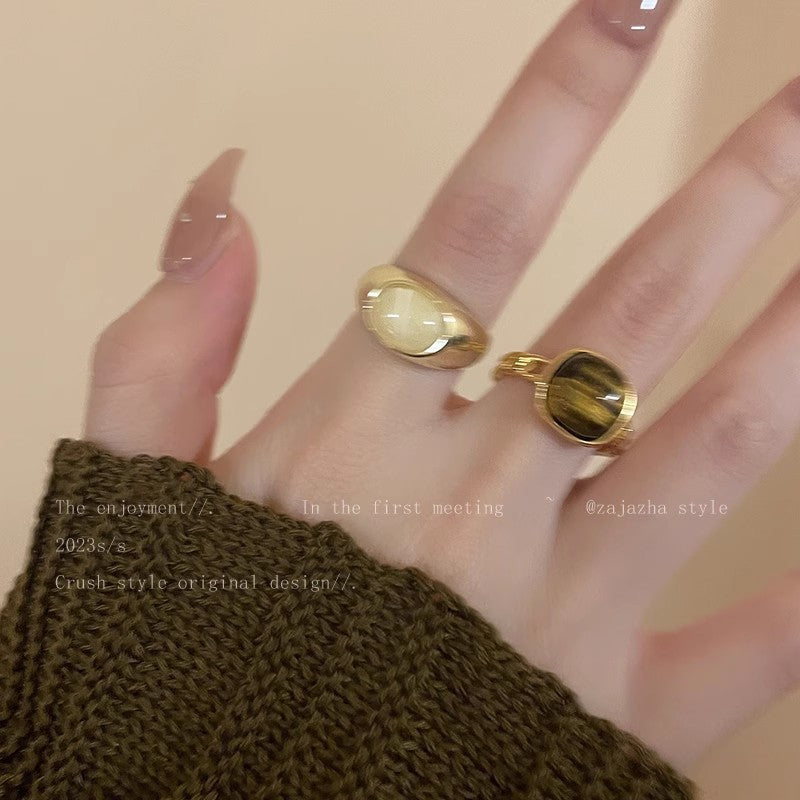 Style Pearl Zircon Butterfly Female Niche High-grade Rings
