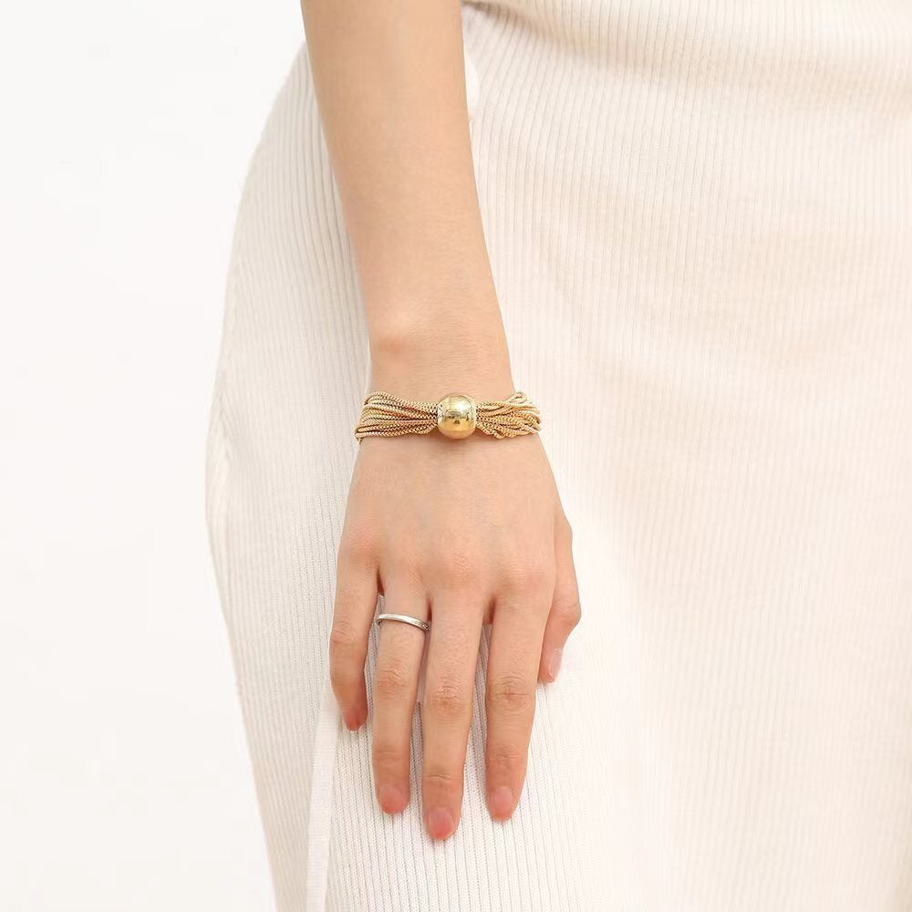 Chain Twin Simple Niche Geometric Ball Necklace