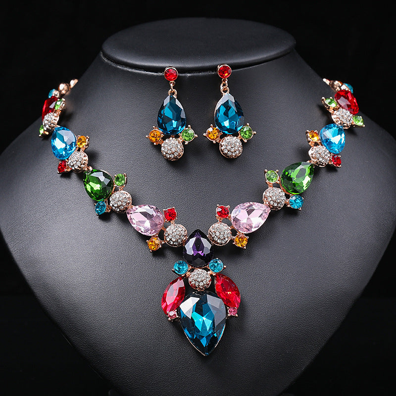 Fashion Suit Exaggerated Crystal Two-piece Alloy Rings