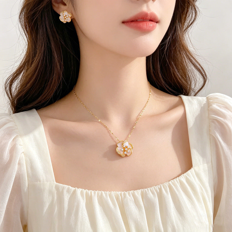 Women's Rotating Glaze Flowers Suit Light Luxury Temperament Gorgeous Full Necklaces