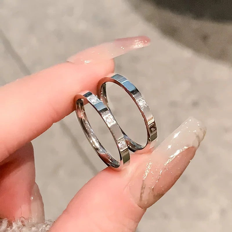 Light Luxury Cold Style Couple Plain Ring