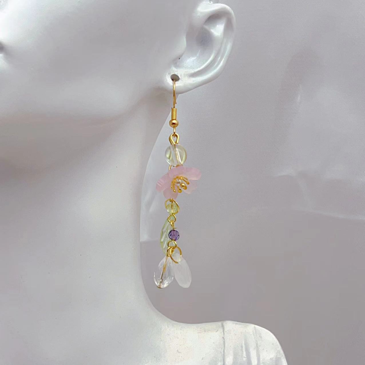 French Style Long Petals Leaves Retro Sweet Artistic Mori Sweep Ear Hook