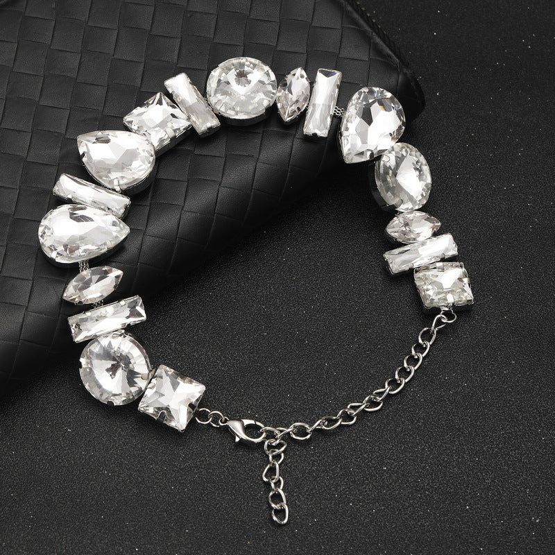 Women's Hip Hop Square Crystal Trend Necklace