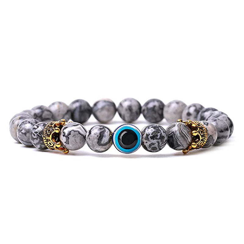 Women's & Men's Natural Turquoise Crown Evil Eye Stone Bracelets