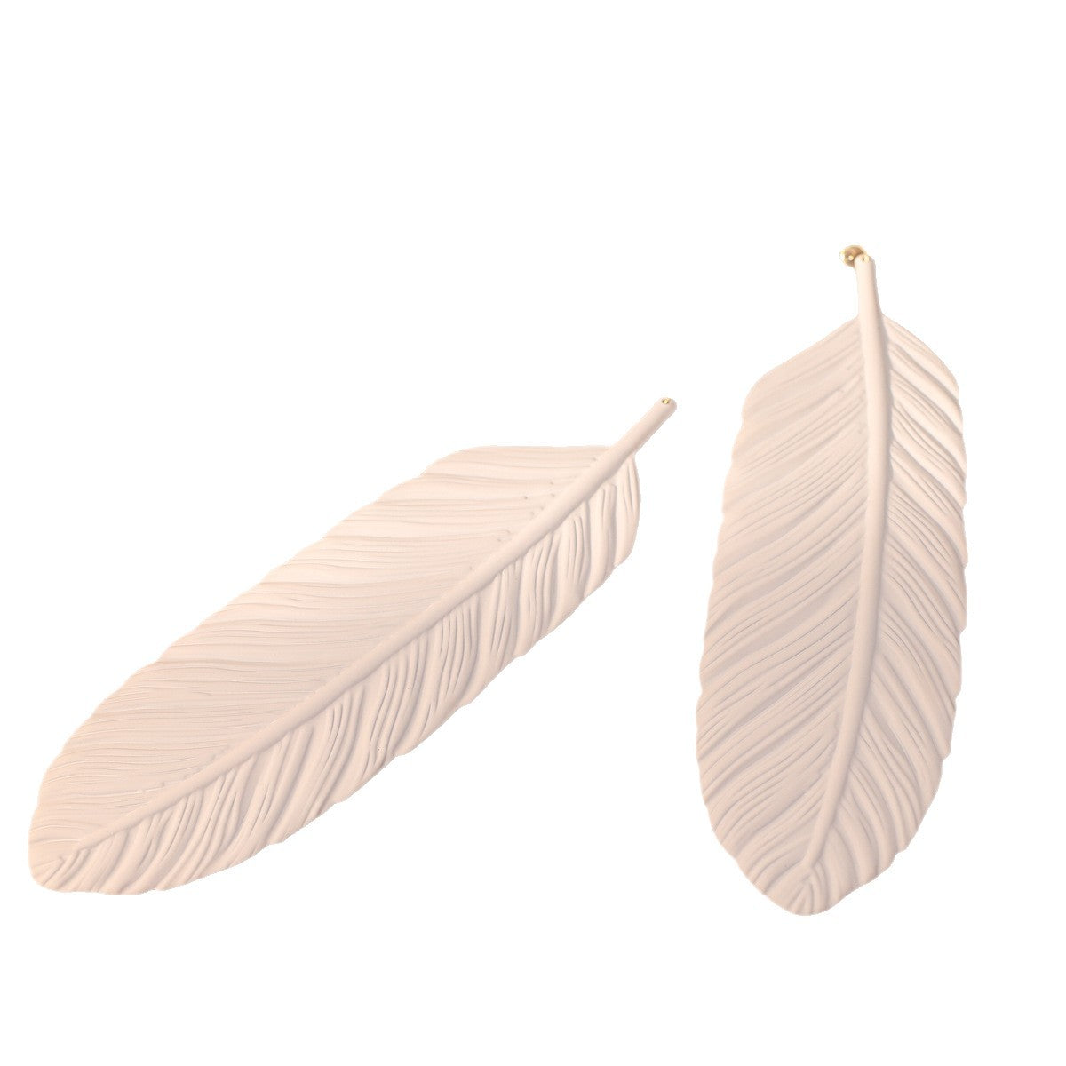 Exaggerated Long Metal Feather Textured Niche Earrings