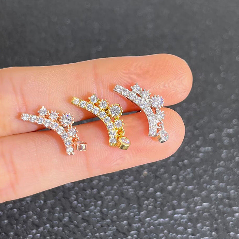 Thin Rod Ear Micro Inlaid Zircon Rings