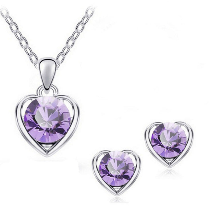 Stylish Durable Fashion Crystal Heart-shaped Heart Jewelry Set