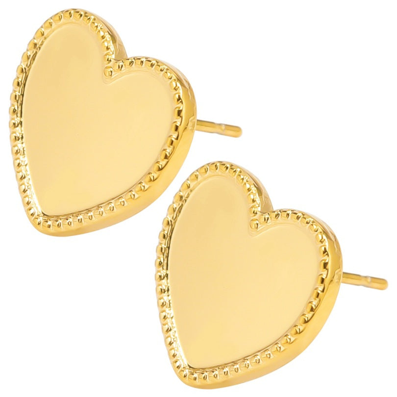 Stainless Steel Heart-shaped Base Support Titanium Piercing Stud Earrings