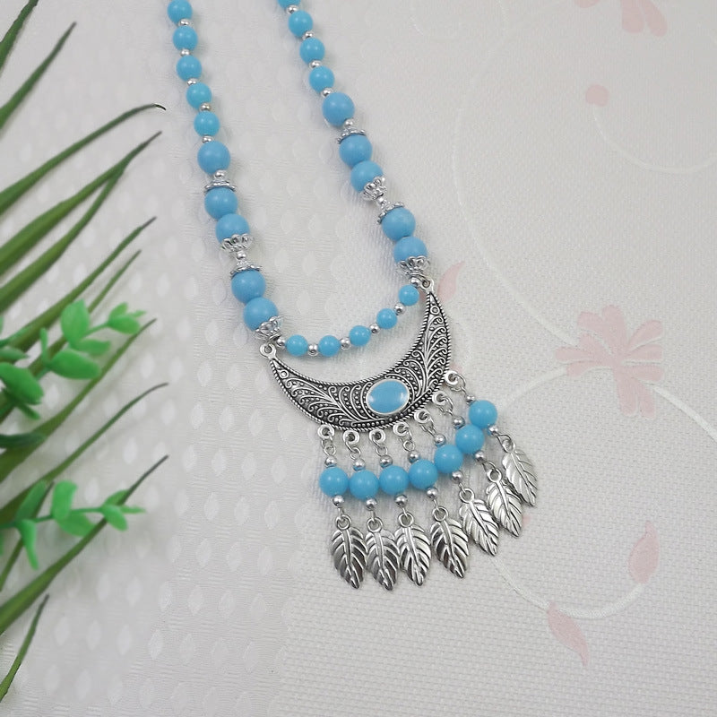 Ethnic Tibetan Colorful Beads Female Phoenix Necklace