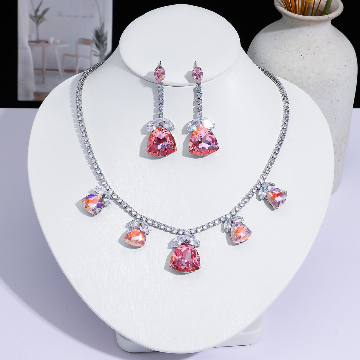 Full Diamond Drop-shaped Temperament The Dinner Party Jewelry Set