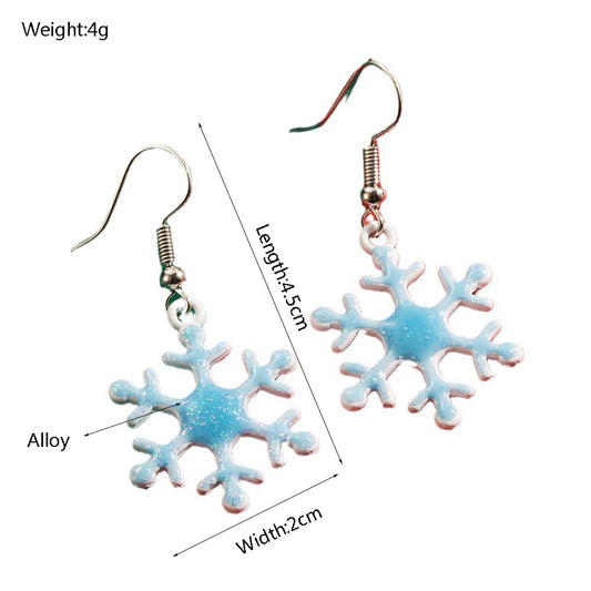 Women's Hollow Snowflake Bow Drop Oil Ear Earrings